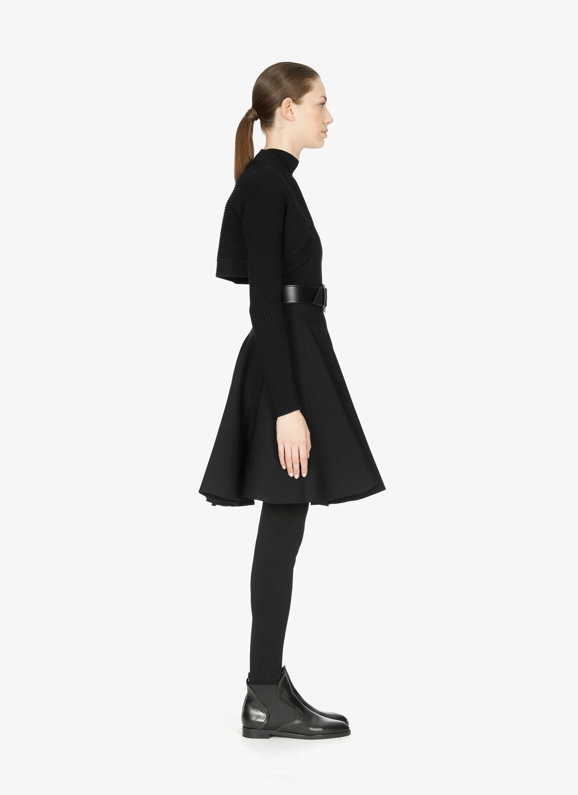 Wool-Blend Ribbed Bolero Jacket ALAÏA BLACK WOOL-BLEND RIBBED BOLERO JACKET